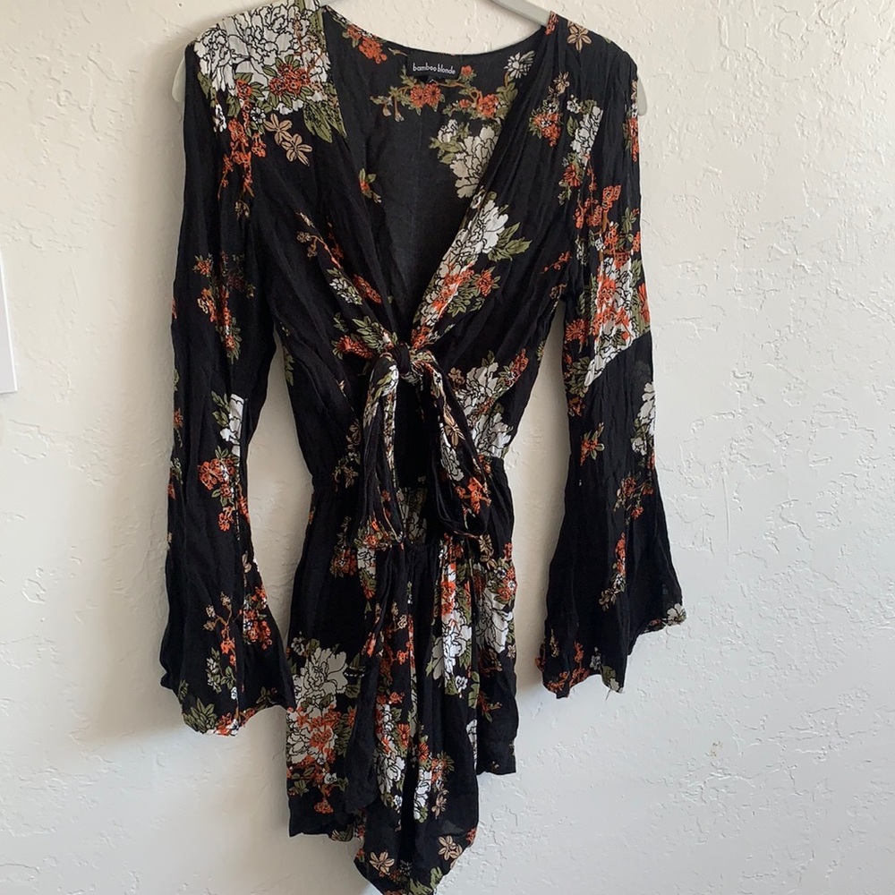 Floral print bamboo blonde romper
